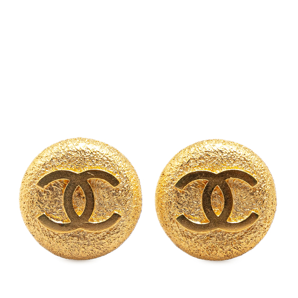 Pre-Loved Chanel Gold Plated CC Round Clip on Earrings - Picture 1 of 4